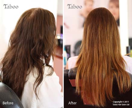 Ombre highlight before and after photos
