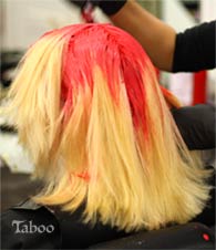 Pink hair colour application
